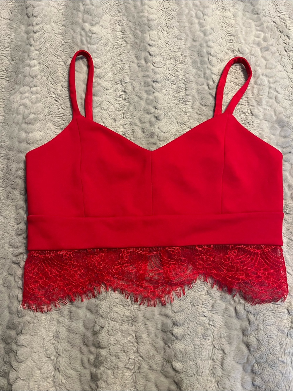 Red Lace Hem Camisole Bra Top
